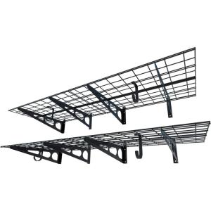 imageFLEXIMOUNTS 2Pack 2x6ft Garage Shelving with Hooks 24inchby72inch Wall Shelf Garage Storage Racks Floating Shelves Black