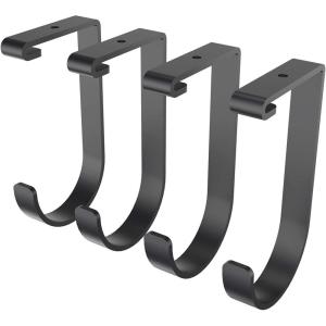 imageFLEXIMOUNTS 4 Pack Add On Storage Flat Hook Accessory for Garage Ceiling Rack and Wall Shelving Max Weight Capacity up to 50lbs BlackBlack