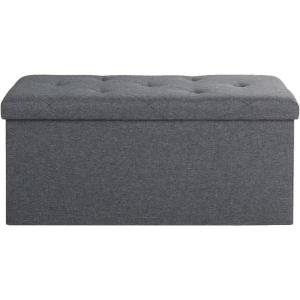 imageFLEXIMOUNTS 43 Folding Storage Ottoman Bench Ottoman Foot Rest Storage Chest for Living Room Bedroom Entryway Grey30L x 149D x 15H