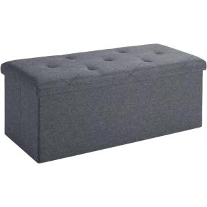 imageFLEXIMOUNTS 43 Folding Storage Ottoman Bench Ottoman Foot Rest Storage Chest for Living Room Bedroom Entryway Grey354L x 149D x 15H