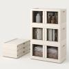 imageFLEXIMOUNTS 304 QT Stackable Storage Bins With Lids Collapsible Plastic Storage Bins Closet Organizers and Containers with Doors For Home and Builtin Wheels 4 Pack Cubes Milky WhiteMilky White