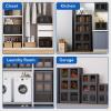 imageFLEXIMOUNTS 304 QT Stackable Storage Bins With Lids Collapsible Plastic Storage Bins Closet Organizers and Containers with Doors For Home and Builtin Wheels 4 Pack Cubes Milky WhiteBlack
