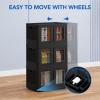 imageFLEXIMOUNTS 304 QT Stackable Storage Bins With Lids Collapsible Plastic Storage Bins Closet Organizers and Containers with Doors For Home and Builtin Wheels 4 Pack Cubes Milky WhiteBlack