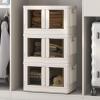 imageFLEXIMOUNTS 304 QT Stackable Storage Bins With Lids Collapsible Plastic Storage Bins Closet Organizers and Containers with Doors For Home and Builtin Wheels 4 Pack Cubes Milky WhiteMilky White