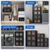 imageFLEXIMOUNTS 304 QT Stackable Storage Bins With Lids Collapsible Plastic Storage Bins Closet Organizers and Containers with Doors For Home and Builtin Wheels 4 Pack Cubes Milky WhiteBlack