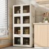 imageFLEXIMOUNTS 304 QT Stackable Storage Bins With Lids Collapsible Plastic Storage Bins Closet Organizers and Containers with Doors For Home and Builtin Wheels 4 Pack Cubes Milky WhiteMilky White