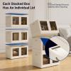 imageFLEXIMOUNTS 304 QT Stackable Storage Bins With Lids Collapsible Plastic Storage Bins Closet Organizers and Containers with Doors For Home and Builtin Wheels 4 Pack Cubes Milky WhiteMilky White
