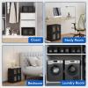 imageFLEXIMOUNTS 304 QT Stackable Storage Bins With Lids Collapsible Plastic Storage Bins Closet Organizers and Containers with Doors For Home and Builtin Wheels 4 Pack Cubes Milky WhiteBlack
