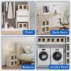 imageFLEXIMOUNTS 304 QT Stackable Storage Bins With Lids Collapsible Plastic Storage Bins Closet Organizers and Containers with Doors For Home and Builtin Wheels 4 Pack Cubes Milky WhiteMilky White