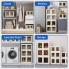 imageFLEXIMOUNTS 304 QT Stackable Storage Bins With Lids Collapsible Plastic Storage Bins Closet Organizers and Containers with Doors For Home and Builtin Wheels 4 Pack Cubes Milky WhiteMilky White