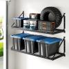 imageFLEXIMOUNTS 2Pack 2x4ft Garage Wall Shelving  Heavy Duty Garage Storage Rack 440 lbs Load Capacity with Brace Guardrail Organization System for Tools Heavy Bins Sports Equipment Utility Room2X4ft2pcs