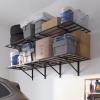 imageFLEXIMOUNTS 2x6ft Heavy Duty Garage Storage Wall Shelving 1600lbs Total Weight Capacity 2 Pack Wall Mounted Storage Rack 24x75 inch Rack Floating Shelves for Garage Organization Snap AssemblyMatte Black