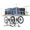 imageFLEXIMOUNTS 4x8 Overhead Metal Garage Storage Rack wHooks Adjustable Ceiling Storage Rack 96quot Length x 48quot Width x 40quot Height 2240quot Ceiling Dropdown BlackWhite