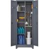 imageFLEXIMOUNTS 65 Tall Metal Storage Cabinet with Locking Door Large Cleaning Tool Organizer for Brooms Garage Laundry Room Bathroom GreyWhiteDark Grey