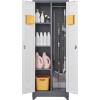 imageFLEXIMOUNTS 65 Tall Metal Storage Cabinet with Locking Door Large Cleaning Tool Organizer for Brooms Garage Laundry Room Bathroom GreyWhiteGreywhite