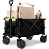 imageFLEXIMOUNTS Collapsible Wagon with Big Wheels 450 LBS Heavy Duty Foldable Wagon Cart with Cup Holders 400L Large Capacity for Camping Sports Garden Baseball BlackBlack