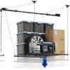 imageFLEXIMOUNTS Overhead Garage Storage Rack Lift 4x4 Ft HeavyDuty Garage Ceiling Storage Racks Adjustable Organization System With 71 L Axle 300lbs Load Capacity Flat BlackMatt Black