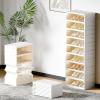 imageFLEXIMOUNTS Shoe Rack Organizer Storage Box 9 Tiers18 Pairs Portable Folding Shoe Rack for Closet Entryway Collapsible Shoe Cabinet with Magnetic Clear Door for Front Door Entrance9 Tiers 18 Pairs