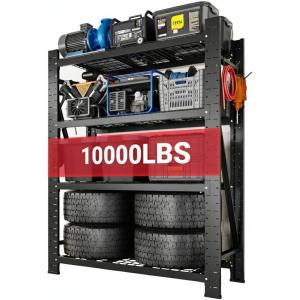 imageFLEXIMOUNTS 10000LBS Garage Shelving 4Tier Heavy Duty Shelving Unit With 4 Hooks 236quotD x 496quotW x 71quotH Industrial Shelving Adjustable Storage Shelves for Garage Basement Warehouse Workshop1