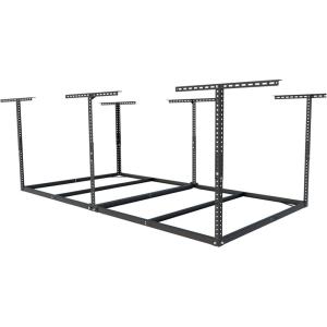 imageFLEXIMOUNTS 4x8 Overhead Garage Storage Rack without Decking Storage Organization System Heavy Duty Metal Garage Ceiling Racks 600lbs Weight Capacity BlackBlack