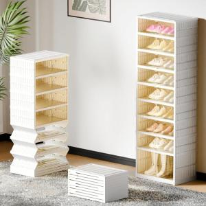 imageFLEXIMOUNTS Shoe Rack Organizer Storage Box 9 Tiers18 Pairs Portable Folding Shoe Rack for Closet Entryway Collapsible Shoe Cabinet with Magnetic Clear Door for Front Door Entrance9 Tiers 18 Pairsmore boots