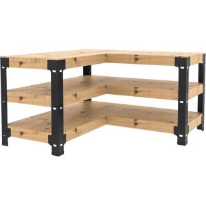 imageFLEXIMOUNTS Universal Steel Workbench Kit 5 Legs L Shaped Heavy Duty Work Bench for Garage Storage Shelving Workbenches Frame Black Customizable Work Table Brackets Lumber Not IncludedLShaped Work Bench