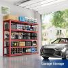 imageFLEXIMOUNTS 60quot W Garage Shelving 5 Tier Storage Shelves Load 1500LBS Adjustable Garage Shelving Heavy Duty Metal Shelves Unit for Basement Warehouse 60quot W x 72quot H x 24quot D RedRed