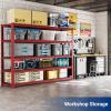 imageFLEXIMOUNTS 60quot W Garage Shelving 5 Tier Storage Shelves Load 1500LBS Adjustable Garage Shelving Heavy Duty Metal Shelves Unit for Basement Warehouse 60quot W x 72quot H x 24quot D RedRed