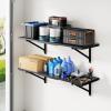 imageFLEXIMOUNTS 2Pack 1x3ft Garage Shelving 14inchby34inch Perforated Wall Shelf Heavy Duty Garage Storage Rack with 600 lbs Load Capacity Wall Mounted Organization System for Tools Heavy Bins2pack 1x3ft