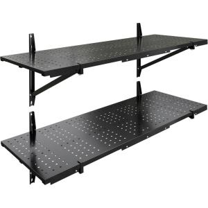 imageFLEXIMOUNTS 2Pack 1x3ft Garage Shelving 14inchby34inch Perforated Wall Shelf Heavy Duty Garage Storage Rack with 600 lbs Load Capacity Wall Mounted Organization System for Tools Heavy Bins2pack 1x3ft