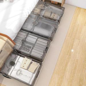 imageFLEXIMOUNTS 2Pack Under Bed Storage with Wheels 108 QT Large Collapsible amp Stackable Containers Foldable Organizer Bins for Blankets Shoes Books Bedroom Closet4 pack  27Gal
