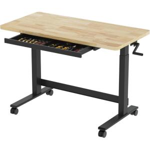 imageFLEXIMOUNTS 472 x 236 Adjustable Height Workbench with Hand Crank Drawers amp 360 Wheels  Rubber Wood Top HeavyDuty Workstation amp Steel Frame for Garage Studio Kitchen or Workshop472 x 236