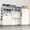 imageFLEXIMOUNTS Garage Storage Cabinet System 3in1 Modular Metal Tool Cabinet wWorkbench and Metal Board Shelf Includes Pegboard 24Gauge Steel 117L w 8 Doors Black FLEXIMOD SeriesWhite