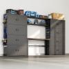 imageFLEXIMOUNTS Garage Storage Cabinet System 3in1 Modular Metal Tool Cabinet wWorkbench and Metal Board Shelf Includes Pegboard 24Gauge Steel 117L w 8 Doors Black FLEXIMOD SeriesBlack